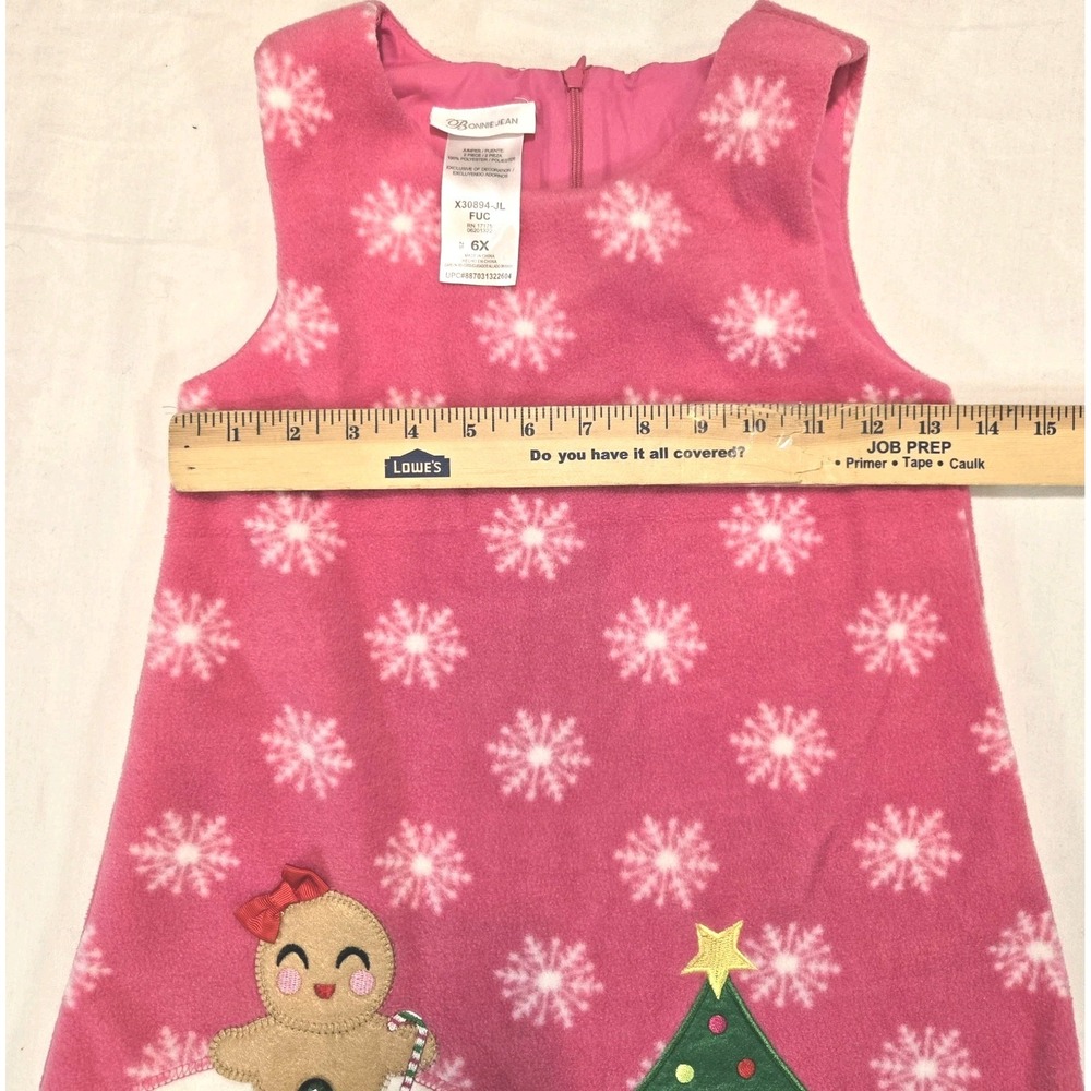 Bonnie Jean Baby Girls Snowflake Christmas Tree Fleece Jumper Dress Size 6x - Picture 10 of 10